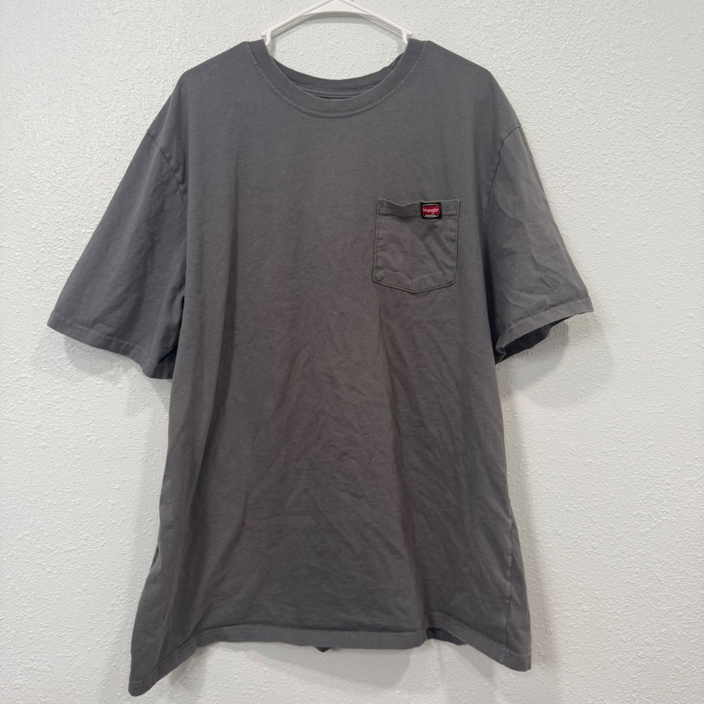 Wrangler Workwear Mens 2XLT Charcoal Gray‎ Short Sleeve Pocket T-Shirt Tall